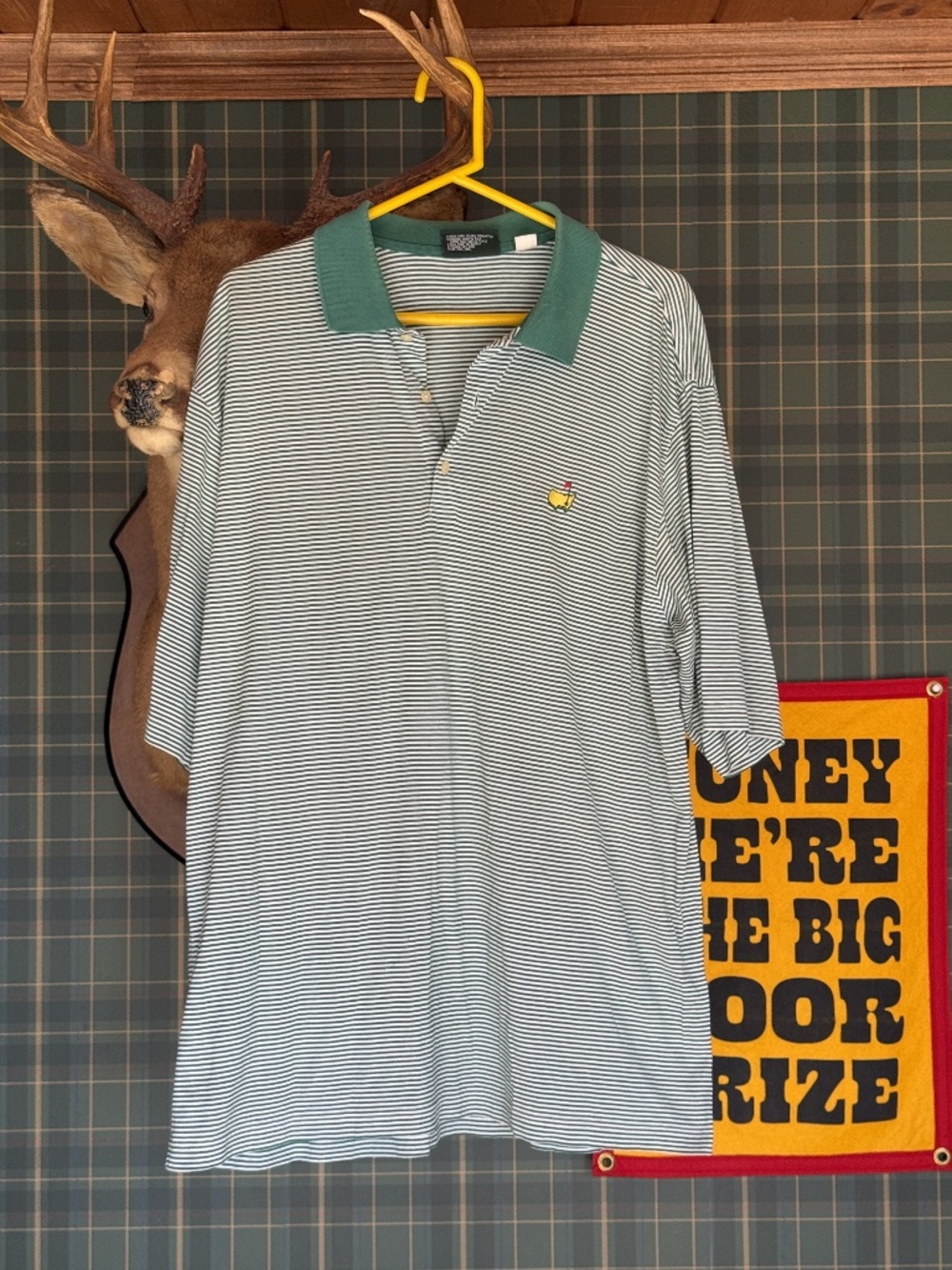 Men’s XL Authentic Masters Green Stripe Polo Shirt
